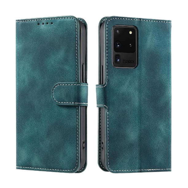 Funda Cartera para Samsung Galaxy S20 Ultra Tapa con Ranuras, Soporte y Correa Verde