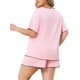 thumbnail image 3 of Agnes Orinda Mujeres Tallas Grandes 2 Piezas Ropa de Dormir Cuello Redondo Pijamas Tops y Shorts Conjunto Casual para Casa 1X Rosa, 3 of 6