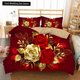 thumbnail image 1 of Golden Red Rose Duvet Cover Romantic Floral Bedding Set Valentine's Day Flowers Quilt Cover Polyester Comforter Cover Bed Sheets, 1 of 5