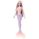 thumbnail image 4 of Muñeca Barbie Sirena con pelo y diadema de fantasía rosa y lila, 4 of 6