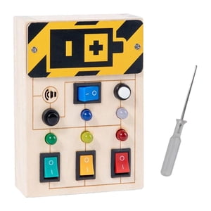 Magideal - Tablero De Interruptor De Luz Led, Juguete De Viaje, Madera Electrónica, Tablero De Actividades Para Niños Pequeños, Juguete Sensorial De Madera Para