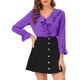 thumbnail image 1 of INSPIRE CHIC Blusa con Volantes para Mujer de Regreso a Clases Elegante para el Trabajo Cuello en V Manga Larga Top Elegante Púrpura Oscuro L, 1 of 7