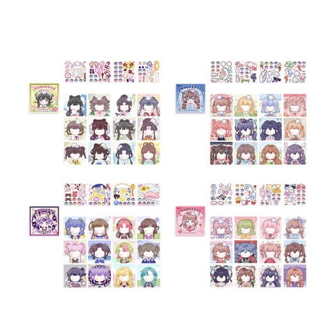 Magideal - 4X Pegatinas Para La Cara, Libros, Rellenos De Medias, Divertido Juguete Educativo Y De Aprendizaje, Actividades Diy, Libro De Pegatinas De Princesa A , Estilo B