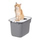 thumbnail image 1 of Caja de arena para gatos IRIS USA con entrada superior grande, gris y blanco, 1 of 7