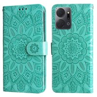 Funda Tipo Cartera Foxdock Para Honor X7A , Diseño Girasol En Relieve, Cuero Pu, Cierre Magnético, Soporte Y Tarjetero