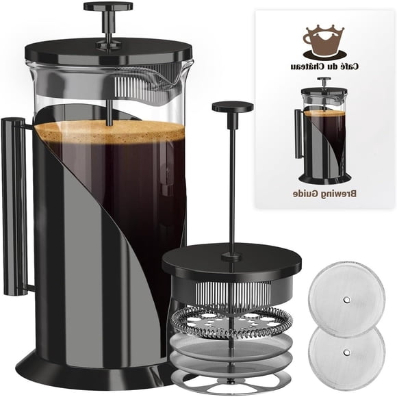 Cafetera Prensa Francesa Café Du Château 1000 ml con filtro de 4 niveles