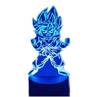 Lelumania - Lampara Ilusion 3D Dragon Ball Goku De 7 Colores, Base Touch