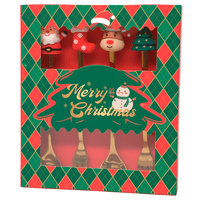 Wakeshome - Set 4 Cubiertos Navideños Cuchara Y Tenedor Decoración Mesa Surtido