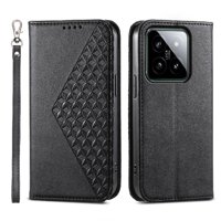Funda Flip Foxdock Para Xiaomi 14 , Estilo Billetera Con Diseño Rombo, Correa De Mano Y Soporte, Uso Diario