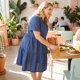 thumbnail image 3 of Vestido de mujer talla grande de Agnes Orinda, vestido de chambray de manga corta con botones, vestido de camisa fluido con capas, talla 2X, azul, 3 of 8