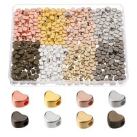 Magideal - 400 Piezas De Abalorios En Forma De Corazón Para Decoración, Abalorios Espaciadores De Corazón, Abalorios Sueltos Con Orificio, Colores Mezclados, 6X7