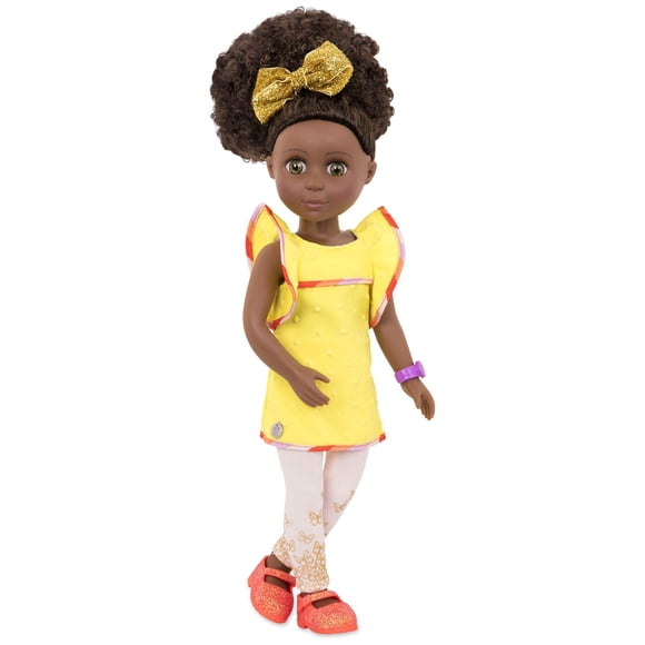 Muñeca moderna con purpurina para niñas Nelly, 35 cm, con ropa y accesorios