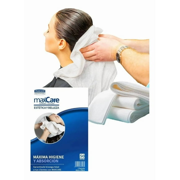 Kit 50 Toallas Absorbentes Peluqueria Max Care Profesional