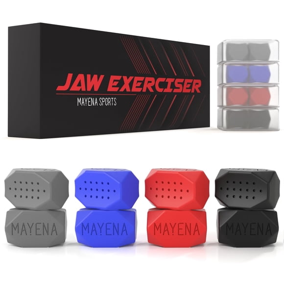 Jaw Exerciser Mayena 4 niveles de resistencia de silicona, juego de 8 piezas
