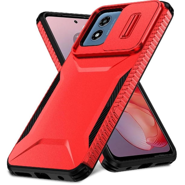 Funda Resistente para Motorola Moto G22 con Tapa Deslizante y Protección Militar Rojo