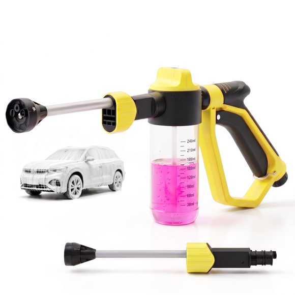 Pistola de espuma PAMOX 3 modos de rociado - Kit de lavado de autos amarillo