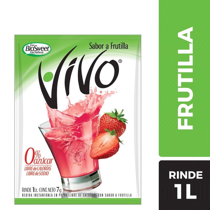 Jugo En Polvo Sabor Frutilla Sobre 7 g Vivo