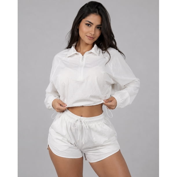 Conjunto Cortaviento Para Mujer Chaqueta Cierre Medio Y Short