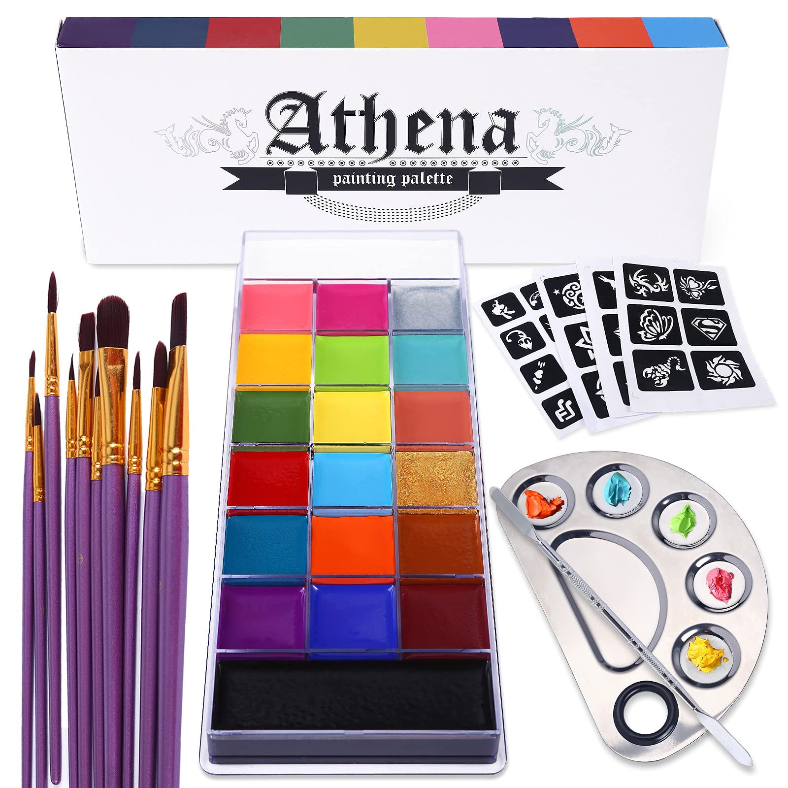Set De Maquillaje Al Óleo Para Rostro Y Cuerpo Ucanbe Athena, 20 Colores Con Acc