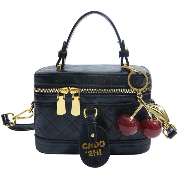 Bolso bandolera acolchada vintage marrón mujer pequeño neceser asa superior caja
