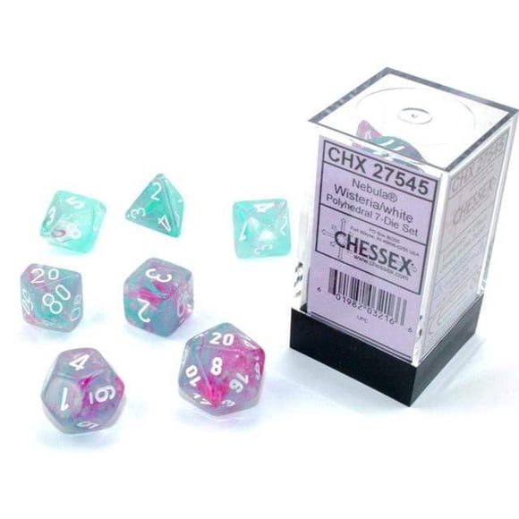Juego de dados poliédricos de Chessex Nebula Luminary Wisteria