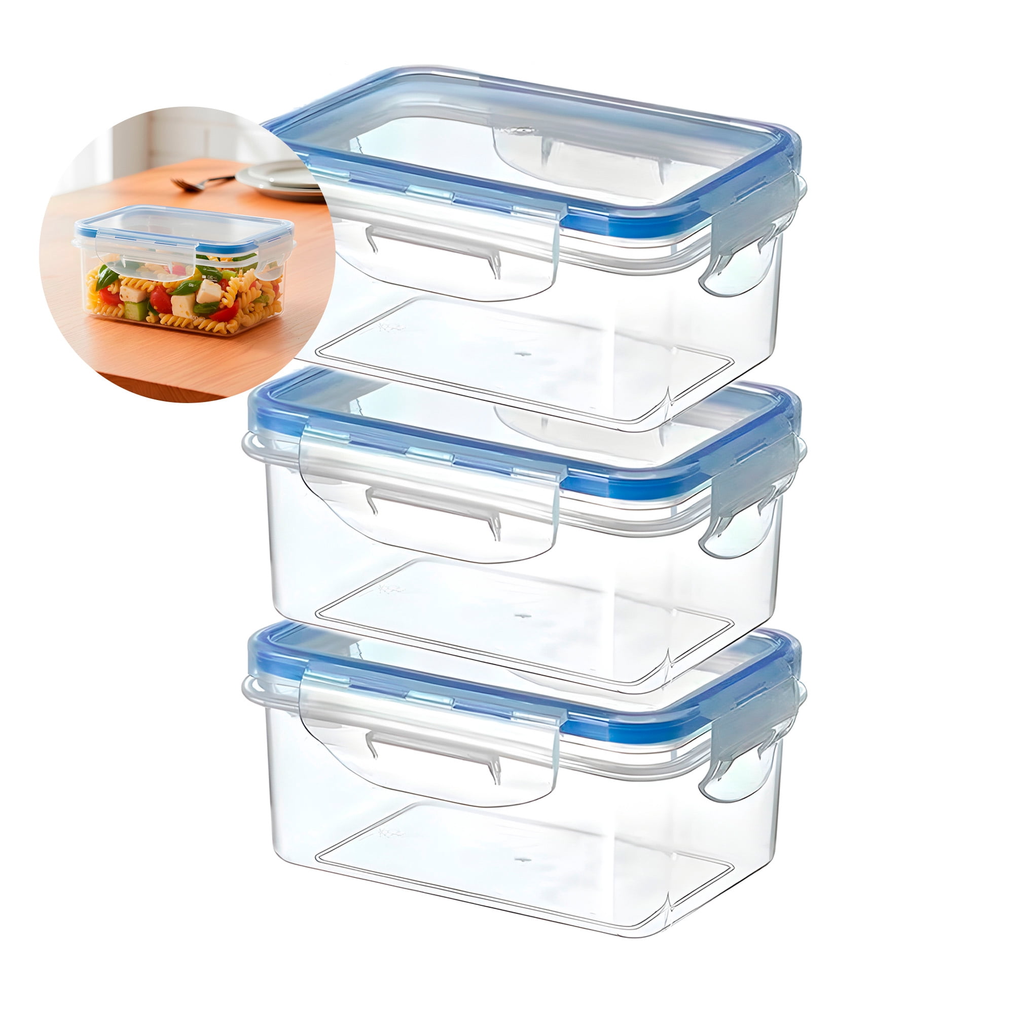 Mgm Importaciones - 3 Taper Contenedor Hermético Plástico 1500ml Comida Almuerzo