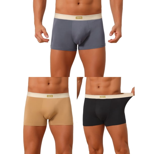 INSPIRE CHIC Paquete de 3 bóxers para hombre, clásicos sólidos, transpirables, ropa interior diaria 28 1 negro 1 gris 1 caqui