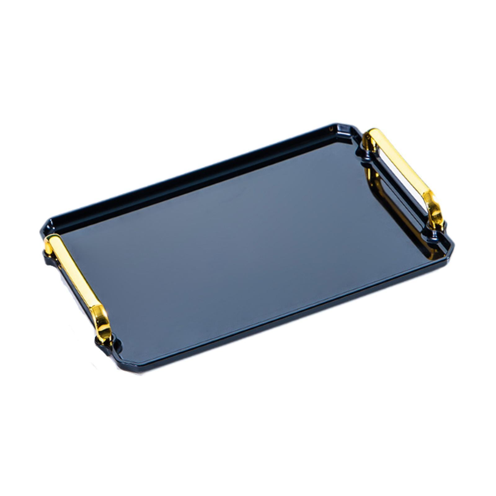 Magideal - Bandeja Para Servir, Bandeja Decorativa Para Maquillaje, Organizador Rectangular Para Baño, Joyería, Perfume, Soporte Cosmético Para Mesa De Ducha, Es Negro