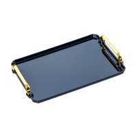 Magideal - Bandeja Para Servir, Bandeja Decorativa Para Maquillaje, Organizador Rectangular Para Baño, Joyería, Perfume, Soporte Cosmético Para Mesa De Ducha, Es Negro