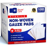 Almohadillas De Gasa Gauze Care, 2 X 2, 8 Capas, Estériles, Paquete De 100