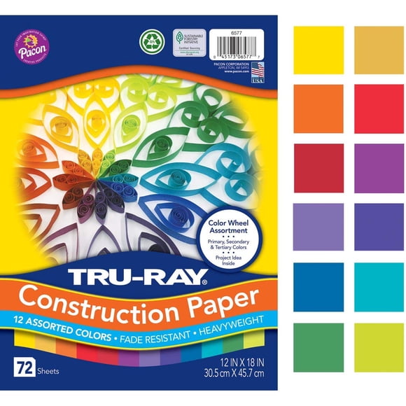Surtido de ruedas de color Tru-Ray para papel de construcción, 12 x 18
