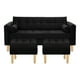 thumbnail image 1 of Sofa Retro 3c + 2 Pouf Felpa 05 Negro, 1 of 6