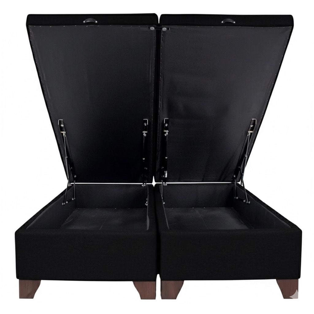 Vitelio - Base De Cama Baúl 2 Plazas Negro