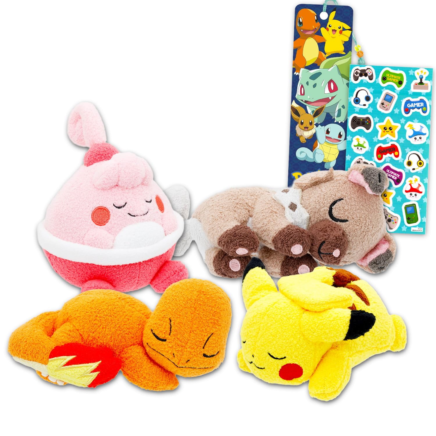 Set De Peluches Pokémon Pikachu Rockruff Charmander Happiny +5
