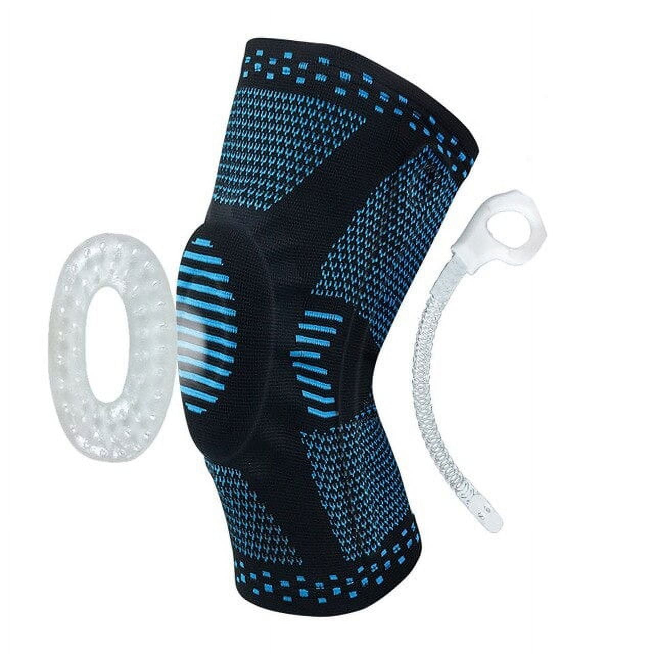 Recovery - Rodillera Deportiva De Comprension Con Soportes Laterales Y Frontal, Gym, Crossfit - Talla S - Celeste