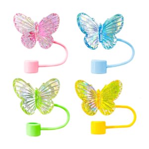 Magideal - 4X Tapas De Cubierta De Tubería Tapas De Tubería Para Beber Para Tubería De 10 Mm Para Mujeres Y Niñas Cubiertas De Tubería De Mariposa Acrílica Color Estilo A