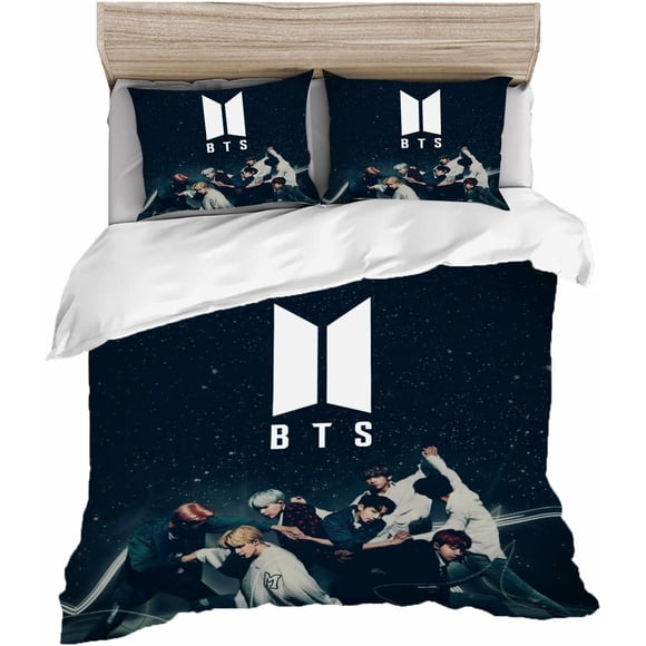 BTS Bedding Set, TBS Bangtan Boys Duvet Cover with Pillowcase BTS Microfiber D Print, Multicolor, for