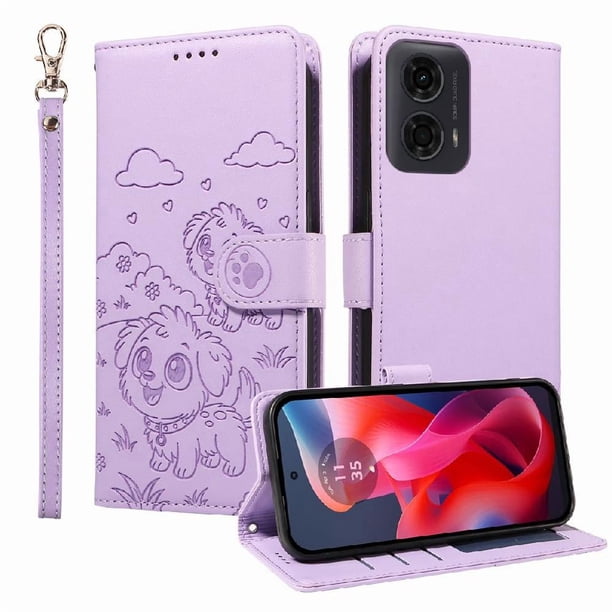Funda Billetera FOXDOCK Compatible con Motorola Moto G04 /G24 /G04S, Diseño Perrito Tierno, Ranuras para Tarjetas y Soporte Plegable
