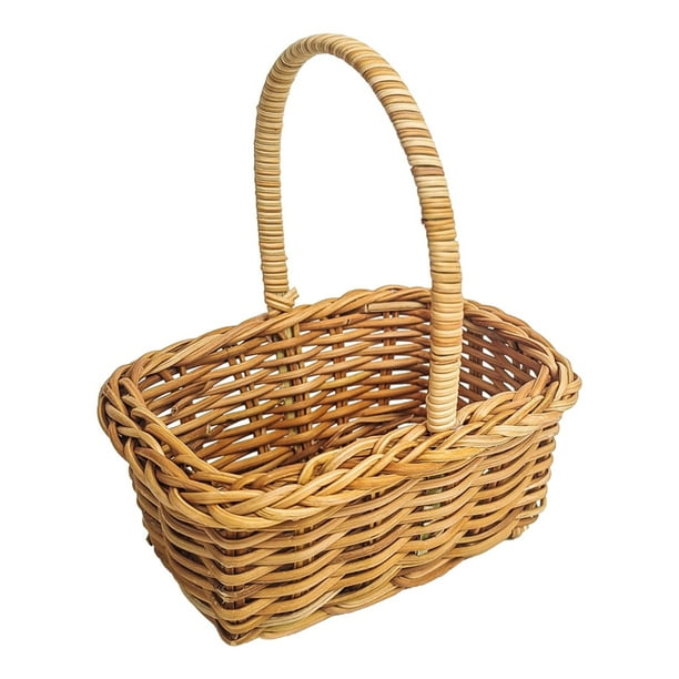 Cesta de Flores Tejida en Miniatura Portátil, Cesta de Almacenamiento Rústica de 9x6x10,5 Cm, Juguete Artesanal para Casa de Muñecas, Accesorios Multi