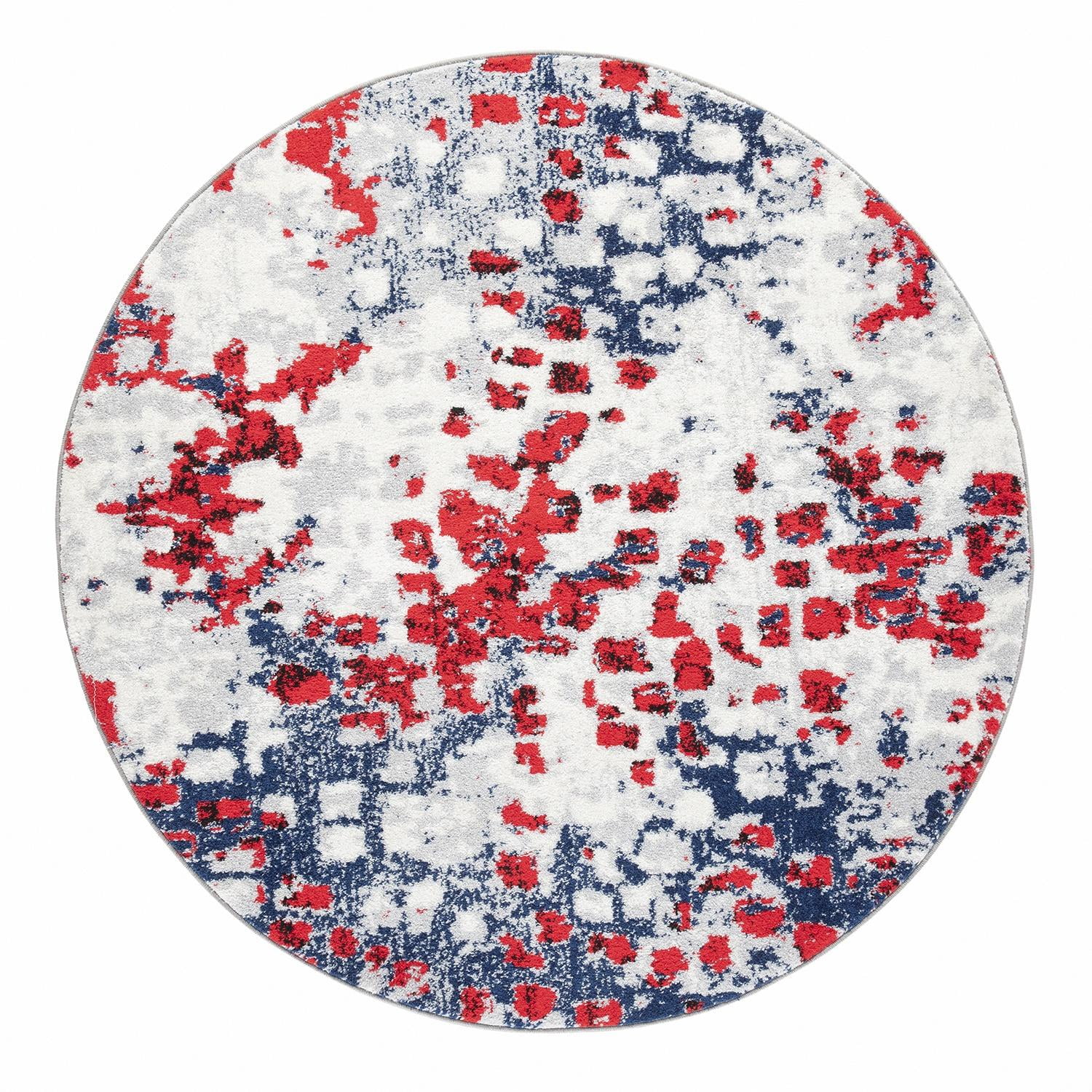 Modalfo - Alfombra Redonda Florida Roja 160 X 160 Cm