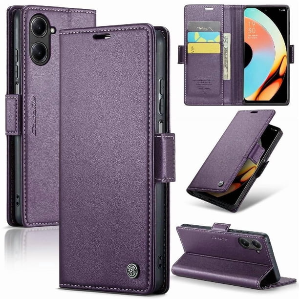 CaseMe tipo cartera Realme 10 Pro 5G con cierre magnético, RFID, tarjetero, soporte, carga inalámbrica