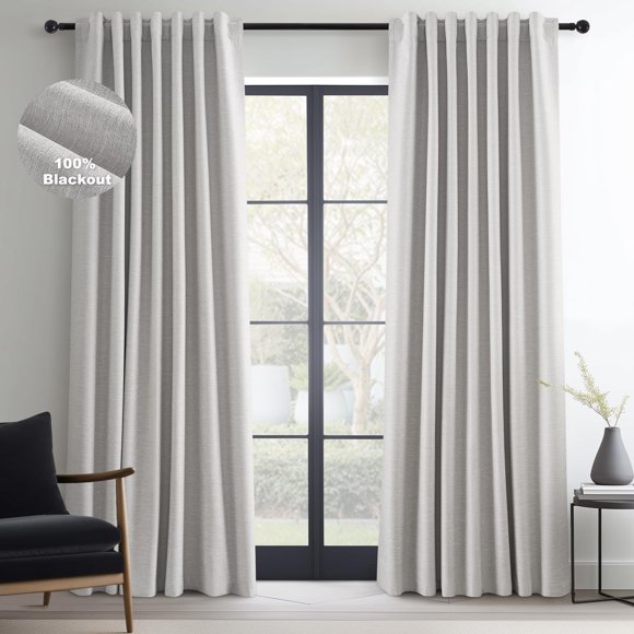 Cortina Topfinel 213 cm Gris Beige Opaca de Lino