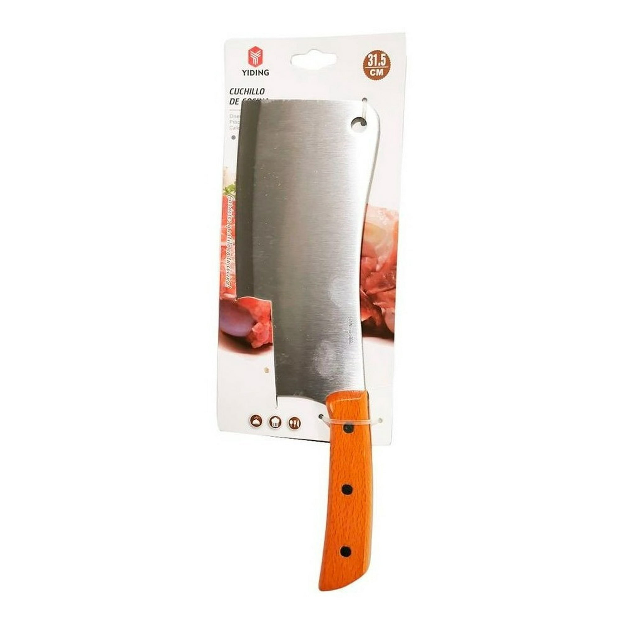 Genérico - Cuchillo De Cocina, Machete Para Deshuesar, Mango Madera.