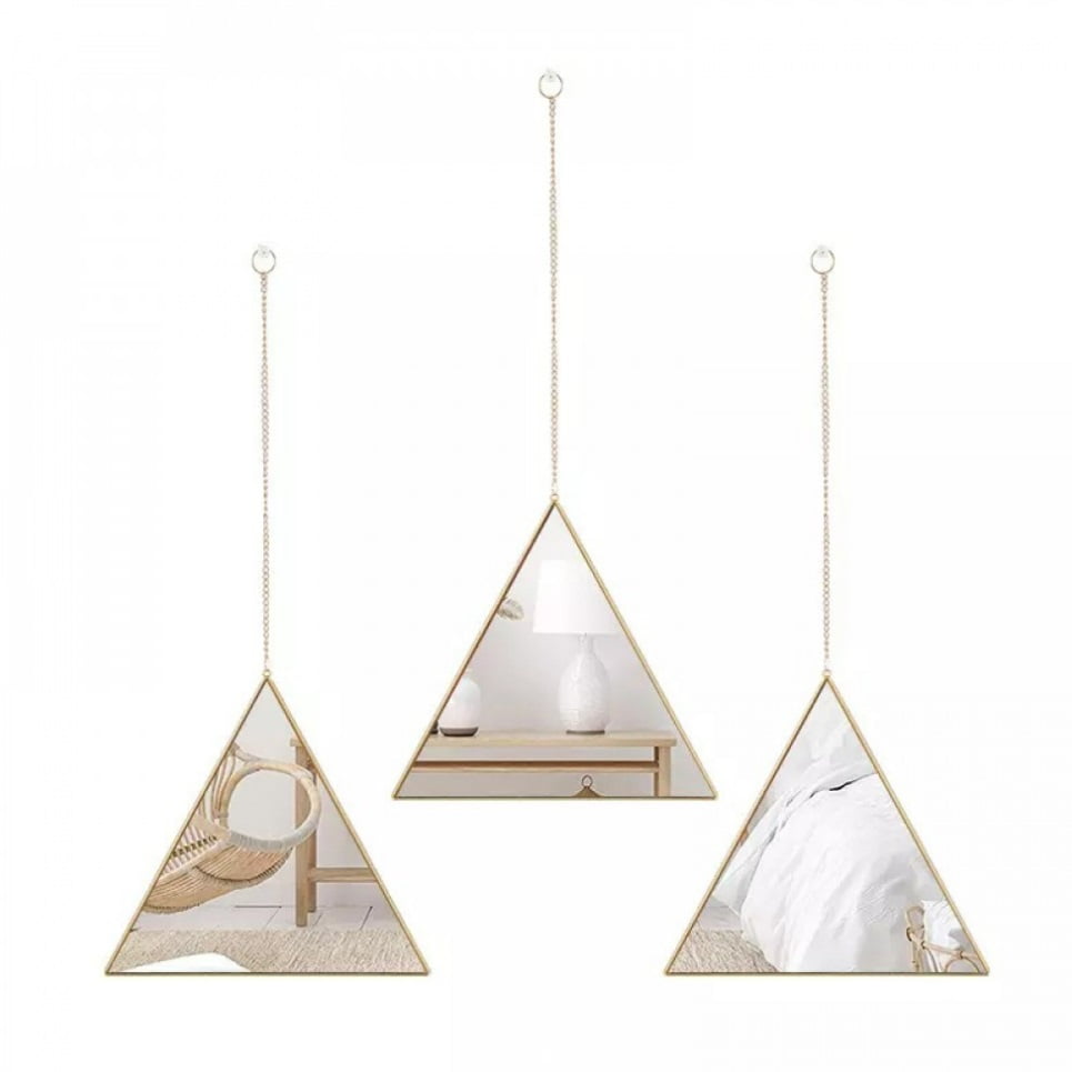 Set De 3 Espejos Triangulares Colgantes Taller Sin Fronteras