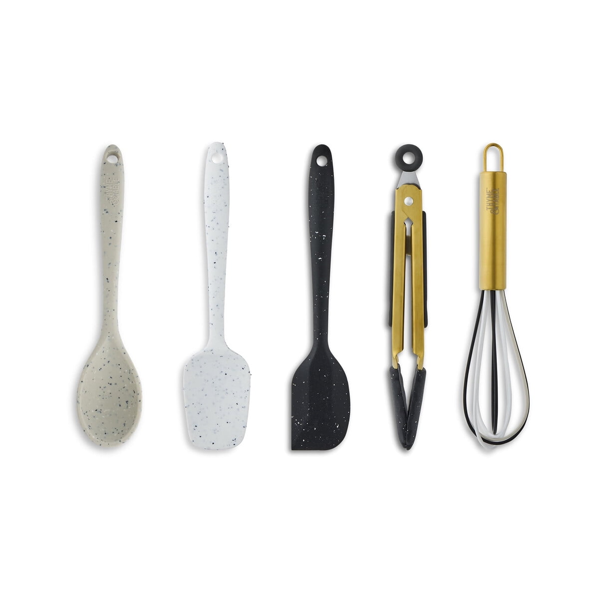 Set Utensilios Cocina 5 Piezas Silicona Thyme Table Negro Oro