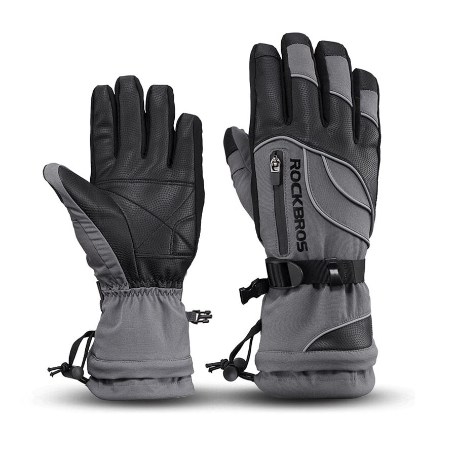 Rockbros S133 Guantes De Invierno Ski, Motociclismo, Ciclismo - Gris - Talla Xl