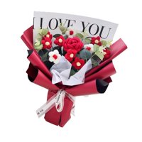 Magideal - Flor Artificial De Punto, Flor De Ganchillo, Adorno Navideño, Decoración Del Hogar, Regalo Del Día De La Madre, Obra De Arte Para Cumpleaños, Día Del Rosa Roja