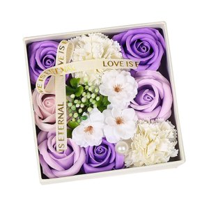 Magideal - Caja De Flores De Jabón, De Jabón Perfumados Florales, Hermoso Jabón De Flores Realista, Perfumado Floral Para El Día De Acción De Gracias Y , Violeta