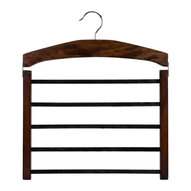 REGALWOVEN Perchas para Pantalones de 5 Niveles Organizador de Armario de Madera Marrón Oscuro B 1
