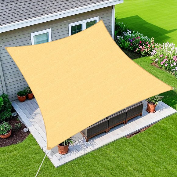 Malla sombra Amagenix Sun 4.9 m x 4.9 m con borde curvo y bloqueo UV del 95%